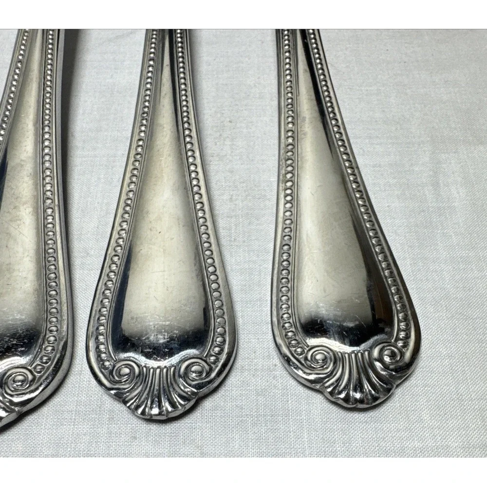 Cambridge Stainless Steel forks Flatware Lot of 4 Dinner beaded